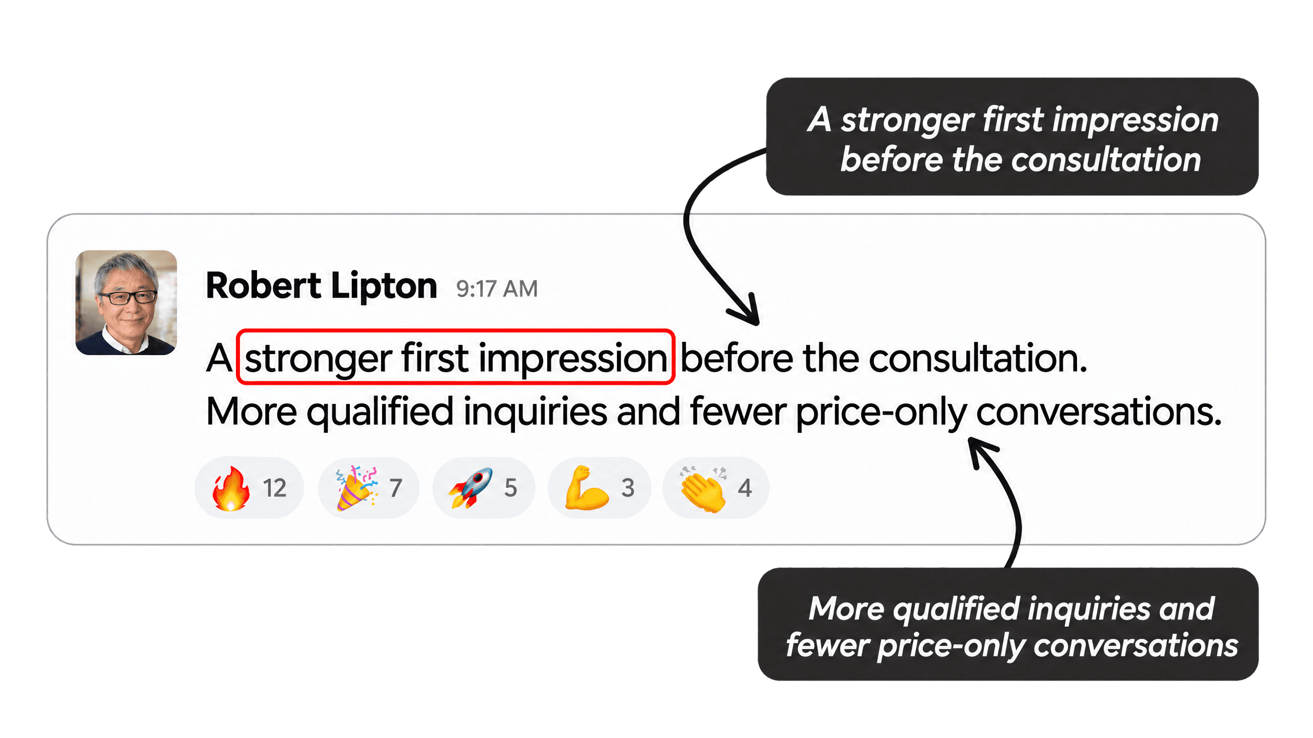 Robert Lipton: A stronger first impression before the consultation.