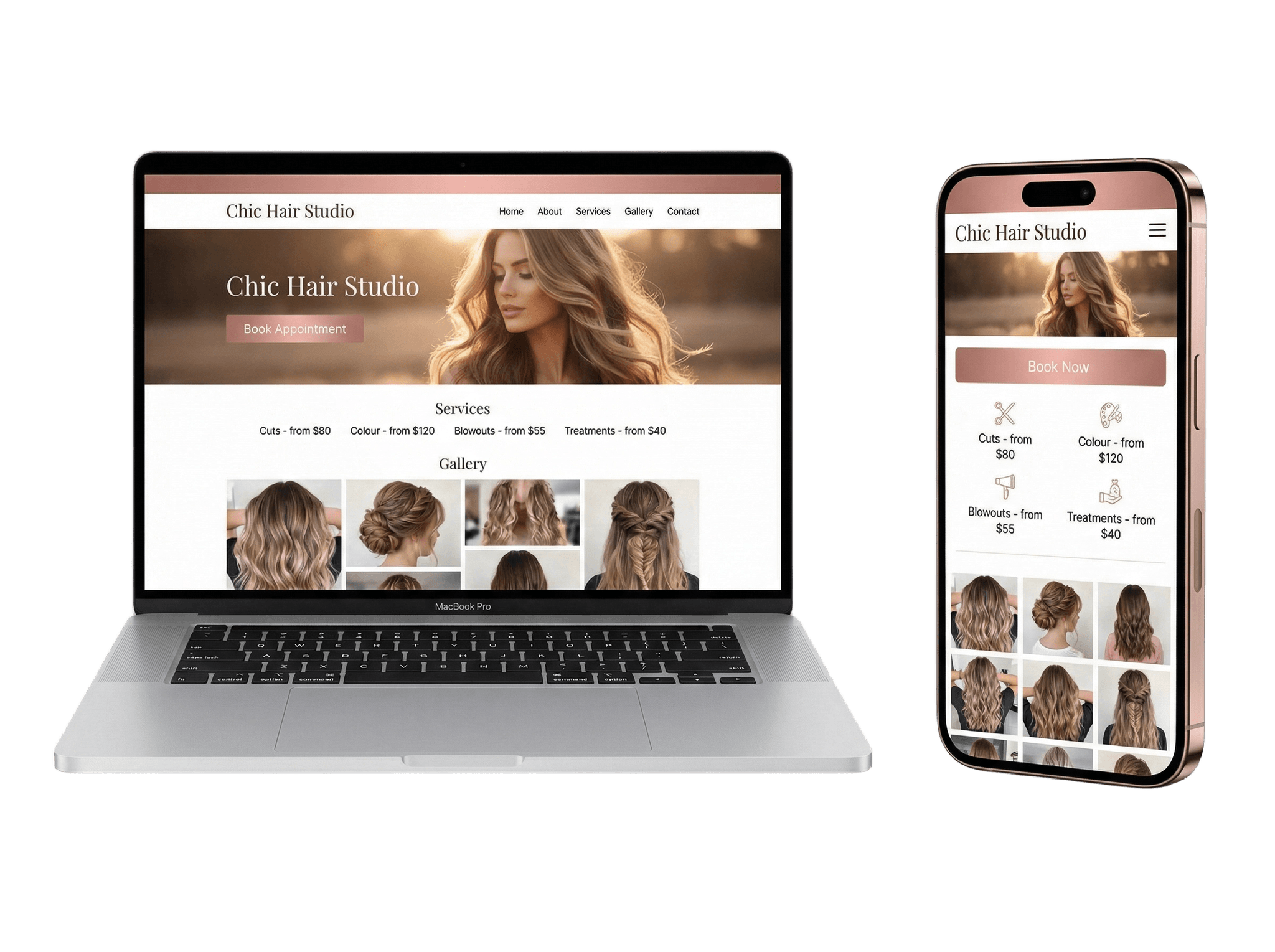 Hair Salon Website mockup